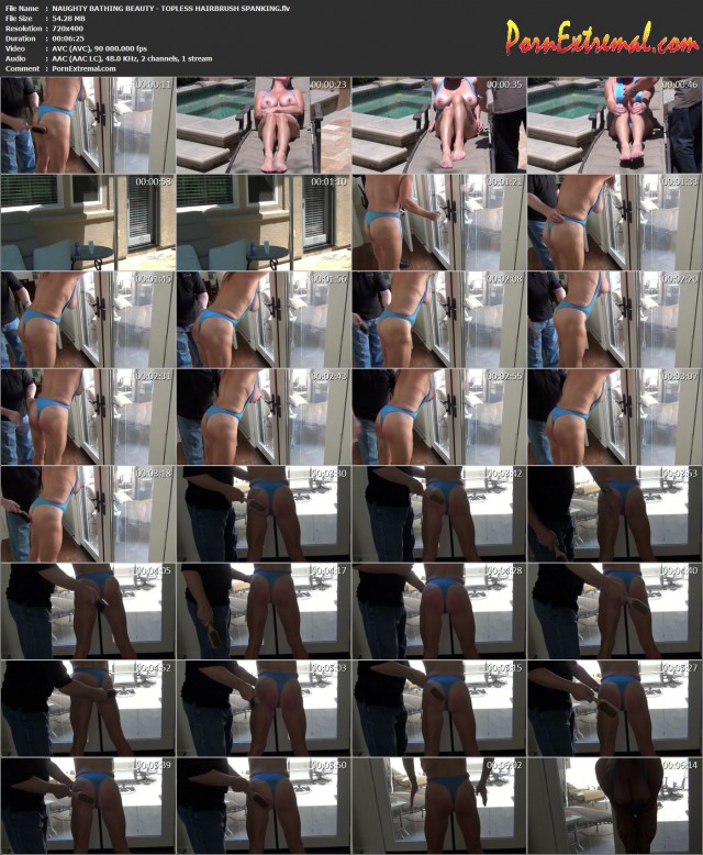 NAUGHTY BATHING BEAUTY - TOPLESS HAIRBRUSH SPANKING