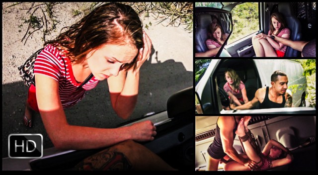 Lizzie Bell is Lost & Must Endure Outdoor Rough Sex, Rope Bondage & Deepthroat BJ for a Ride